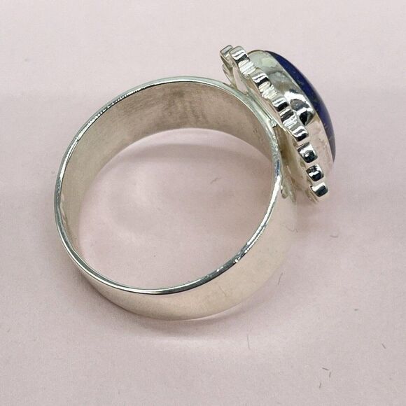 Jay King Sterling Silver Lapis Ring Cushion Cut Lattice Design Size 9.5 Signed - Picture 6 of 10